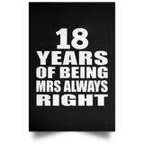 18th Anniversary 18 Years of Being Mrs Always Right - Poster Portrait