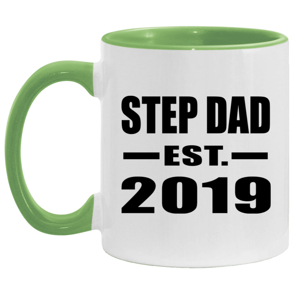 Step Dad Established EST. 2019 - 11oz Accent Mug Green