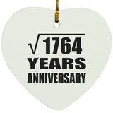 42nd Anniversary Square Root of 1764 Years Anniversary - Heart Ornament