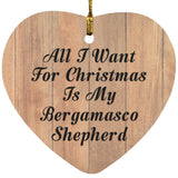 All I Want For Christmas Is My Bergamasco Shepherd - Heart Ornament C