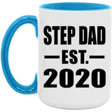 Step Dad Established EST. 2020 - 15oz Accent Mug Blue