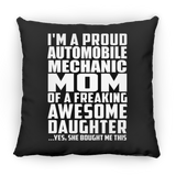 Proud Automobile Mechanic Mom Of Awesome Daughter - Throw Pillow Black