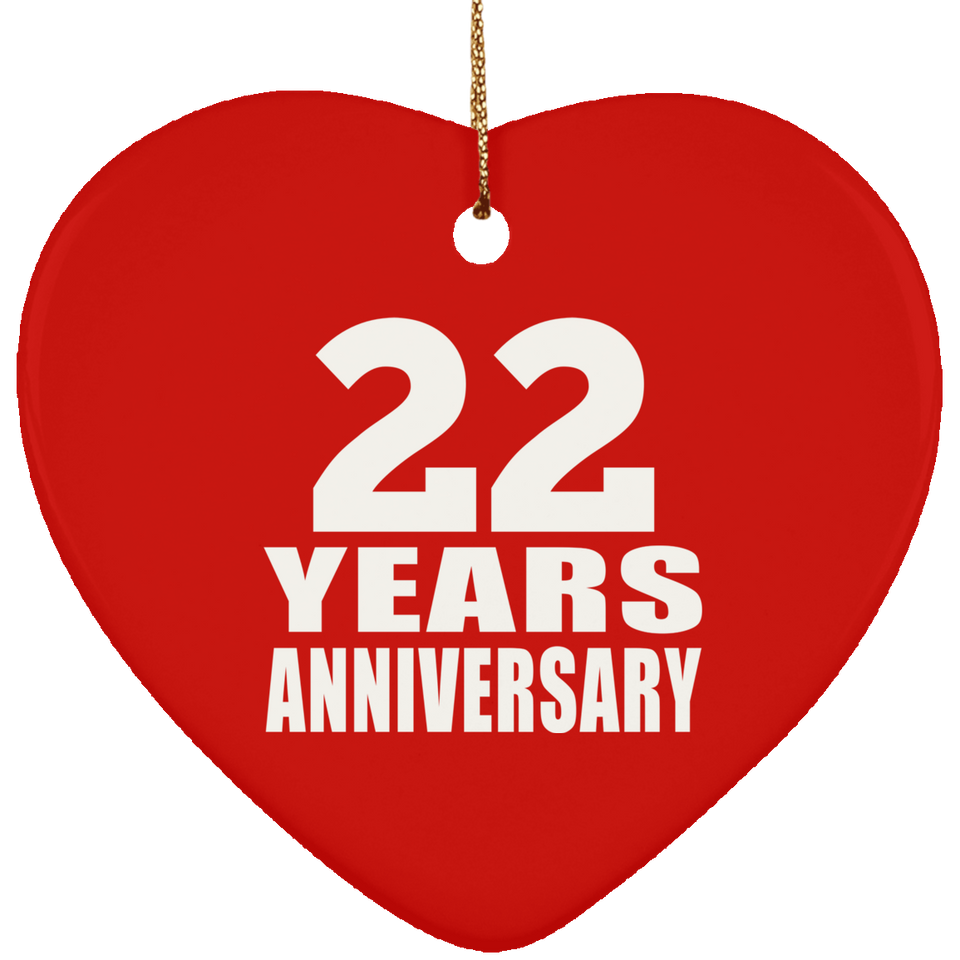 22nd Anniversary 22 Years - Heart Ornament