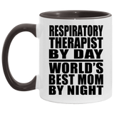 Respiratory Therapist By Day World's Best Mom By Night - 11oz Accent Mug Black