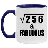 16th Birthday Square Root of 256 & Fabulous - 11oz Accent Mug Purple