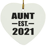Aunt Established EST. 2021 - Heart Ornament