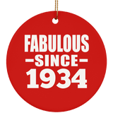 90th Birthday Fabulous Since 1934 - Circle Ornament