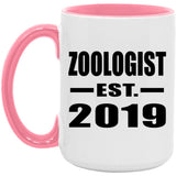 Zoologist Established EST. 2019 - 15oz Accent Mug Pink