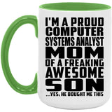 Proud Computer Systems Analyst Mom Of Awesome Son - 15oz Accent Mug Green
