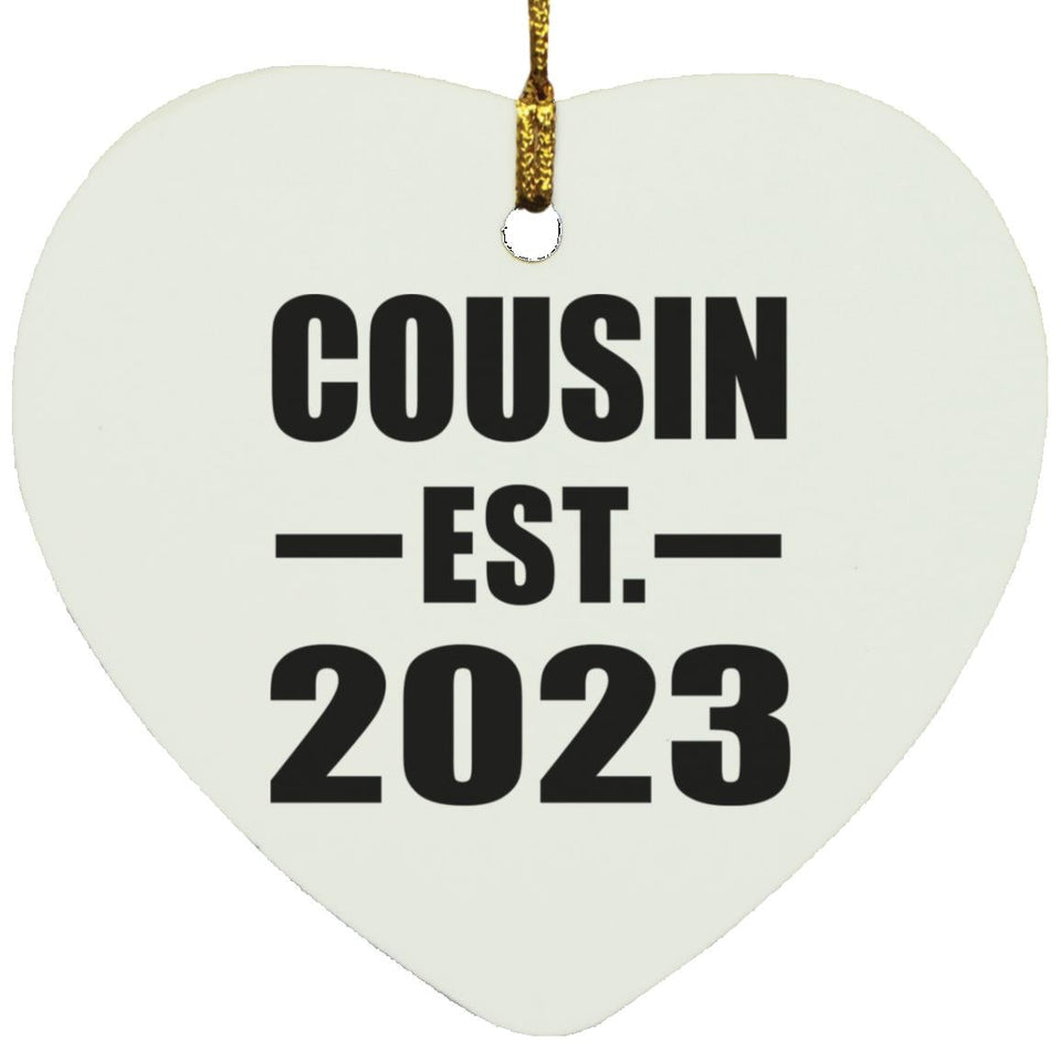Cousin Established EST. 2023 - Heart Ornament