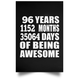 96th Birthday 96 Years 1152 Months 35064 Days Of Awesome - Poster Portrait