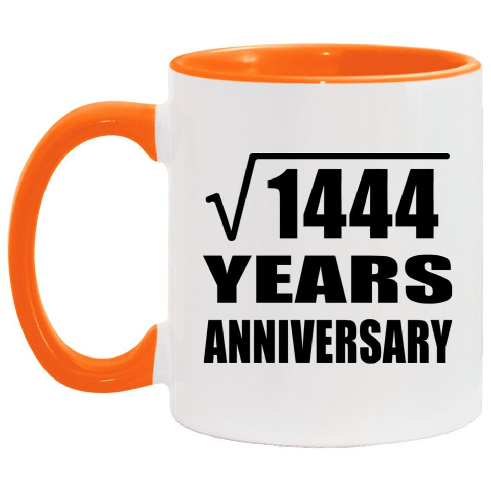 38th Anniversary Square Root of 1444 Years Anniversary - 11oz Accent Mug Orange
