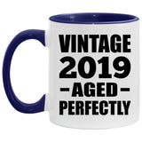 5th Birthday Vintage 2019 Aged Perfectly - 11oz Accent Mug Purple