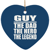 Guy The Dad The Hero The Legend - Heart Ornament