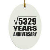 73rd Anniversary Square Root of 5329 Years Anniversary - Oval Ornament