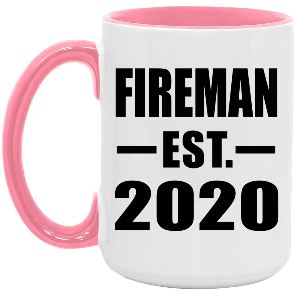 Fireman Established EST. 2020 - 15oz Accent Mug Pink
