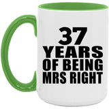 37th Anniversary 37 Years Of Being Mrs Right - 15oz Accent Mug Green