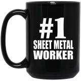 Number One #1 Sheet Metal Worker - 15 Oz Coffee Mug Black