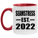 Seamstress Established EST. 2022 - 11oz Accent Mug Red