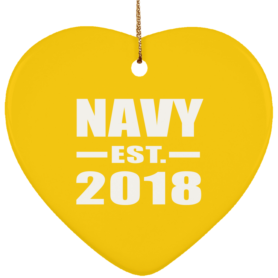 Navy Established EST. 2018 - Heart Ornament