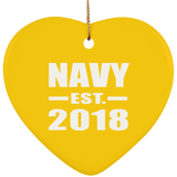 Navy Established EST. 2018 - Heart Ornament
