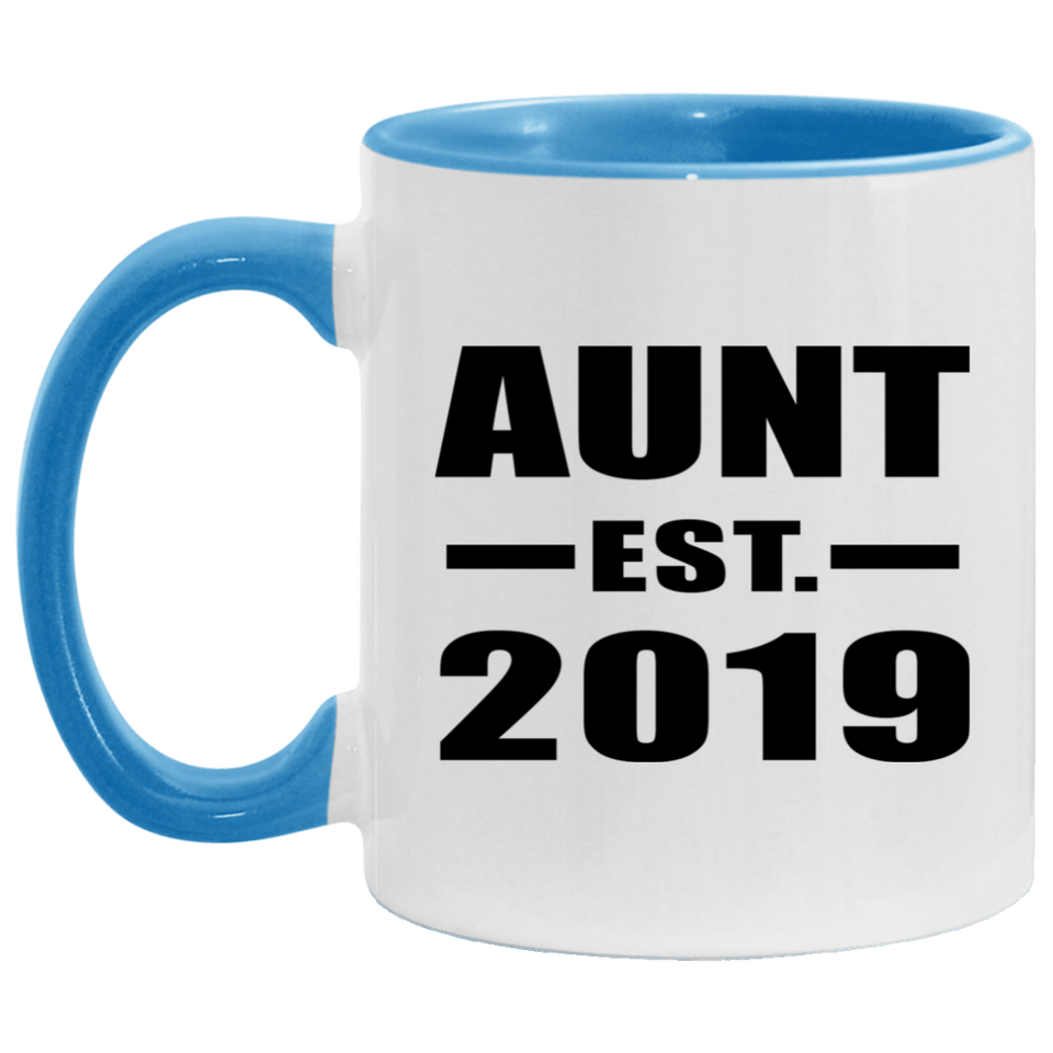 Aunt Established EST. 2019 - 11oz Accent Mug Blue