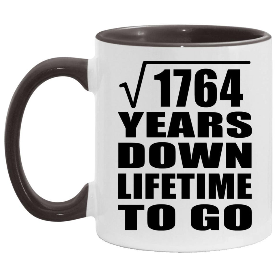 42nd Anniversary Square Root of 1764 Years Lifetime To Go - 11oz Accent Mug Black