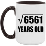 81st Birthday Square Root of 6561 Years Old - 15oz Accent Mug Black