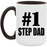Number One #1 Step Dad - 15oz Accent Mug Black