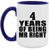 4th Anniversary 4 Years Of Being Mr Right - 15oz Accent Mug Purple