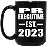 PR Executive Established EST. 2023 - 15oz Coffee Mug Black
