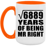 83rd Anniversary Square Root of 6889 Years of Being Mr Right - 15oz Accent Mug Orange