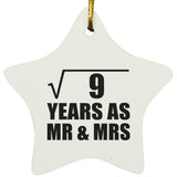 3rd Anniversary Square Root of 9 Years As Mr & Mrs - Star Ornament