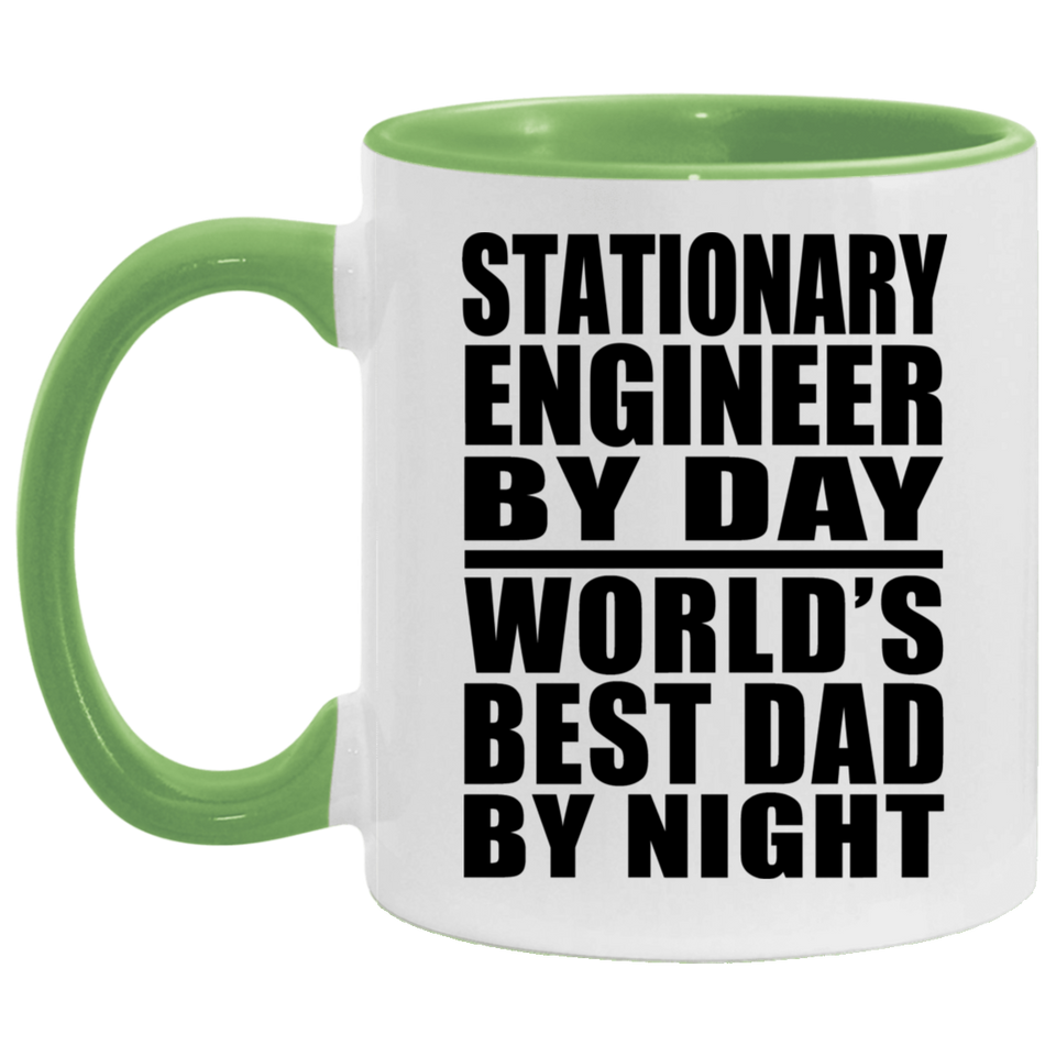 Stationary Engineer By Day World's Best Dad By Night - 11oz Accent Mug Green