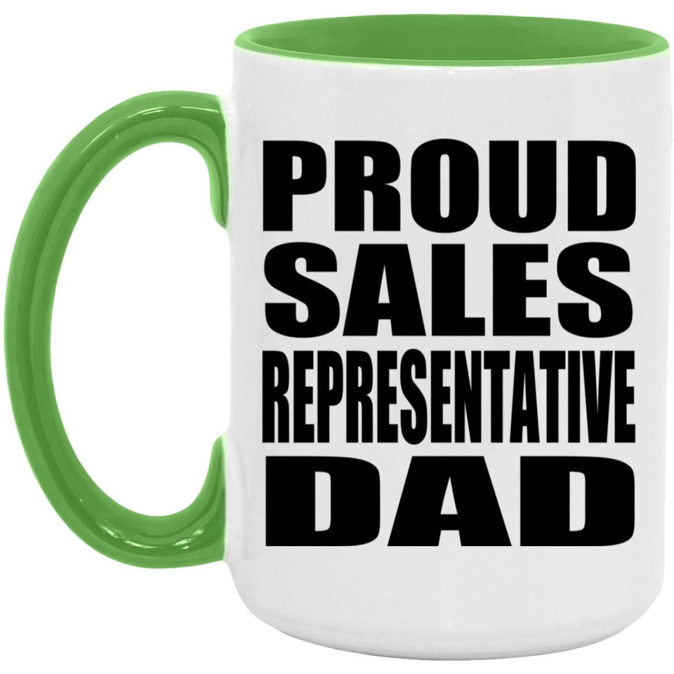 Proud Sales Representative Dad - 15oz Accent Mug Green