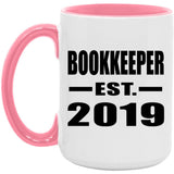Bookkeeper Established EST. 2019 - 15oz Accent Mug Pink