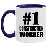 Number One #1 Construction Worker - 11oz Accent Mug Purple