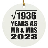 44th Anniversary Square Root of 1936 Years As Mr & Mrs 2023 - Circle Ornament