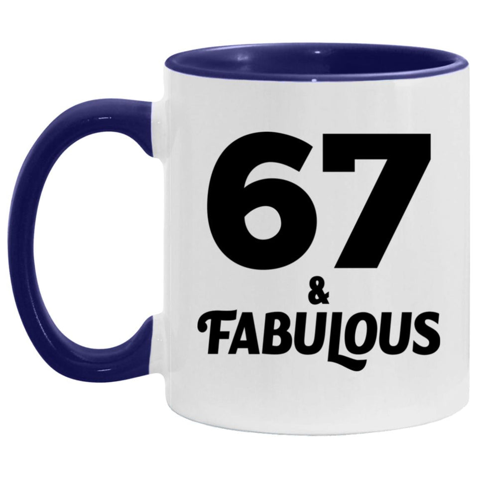 67th Birthday 67 & Fabulous - 11oz Accent Mug Purple