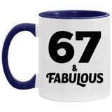 67th Birthday 67 & Fabulous - 11oz Accent Mug Purple