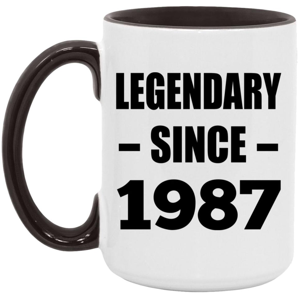 37th Birthday Legendary Since 1987 - 15oz Accent Mug Black
