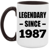 37th Birthday Legendary Since 1987 - 15oz Accent Mug Black