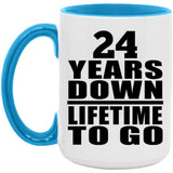 24th Anniversary 24 Years Down Lifetime To Go - 15oz Accent Mug Blue