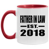 Father In Law Established EST. 2018 - 11oz Accent Mug Red