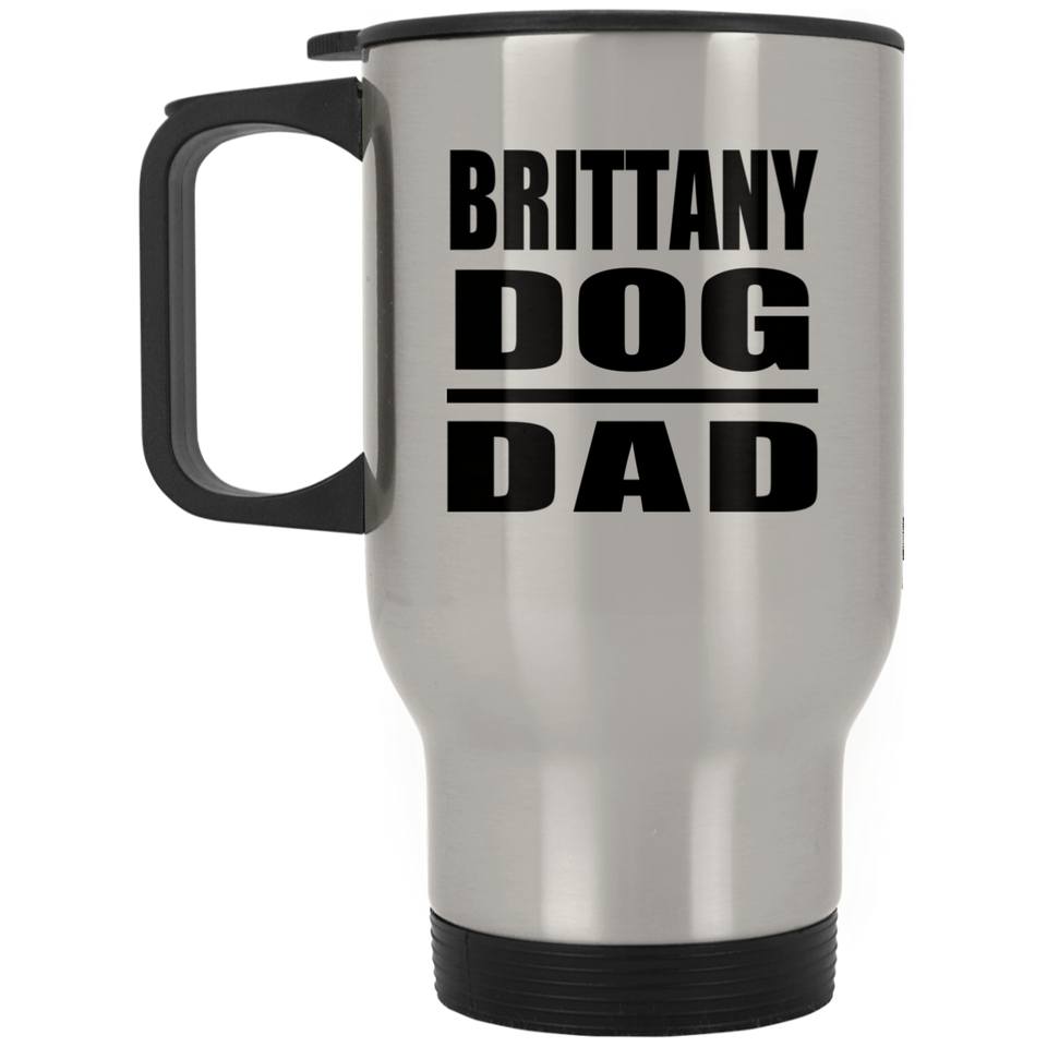 Brittany Dog Dad - Silver Travel Mug