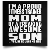 Proud Fitness Trainer Mom Of Awesome Son - Poster Square