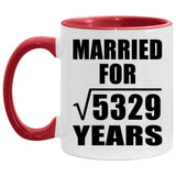 73rd Anniversary Married For Square Root of 5329 Years - 11oz Accent Mug Red