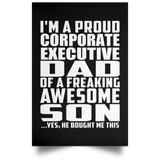 Proud Corporate Executive Dad Of Awesome Son - Poster Portrait