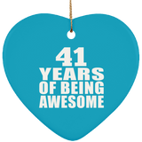 41st Birthday 41 Years Of Being Awesome - Heart Ornament