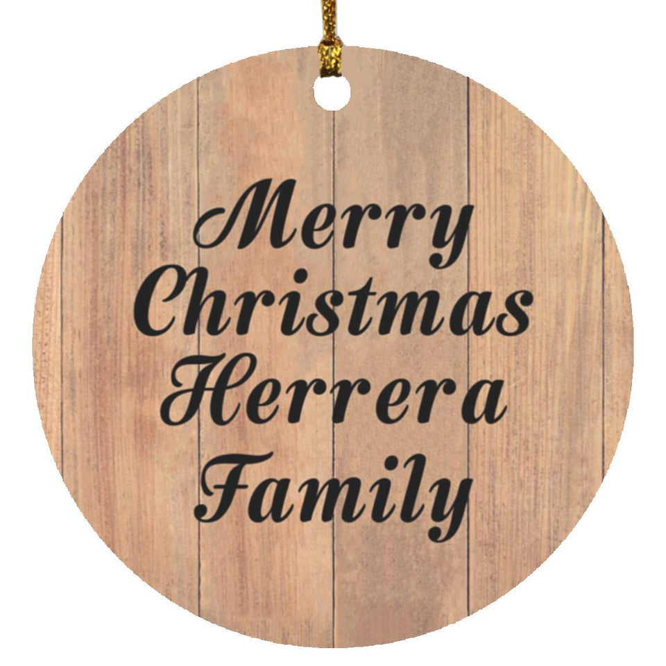 Merry Christmas Herrera Family - Circle Ornament C